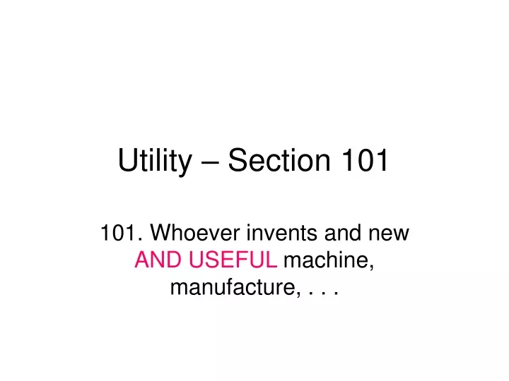 utility section 101