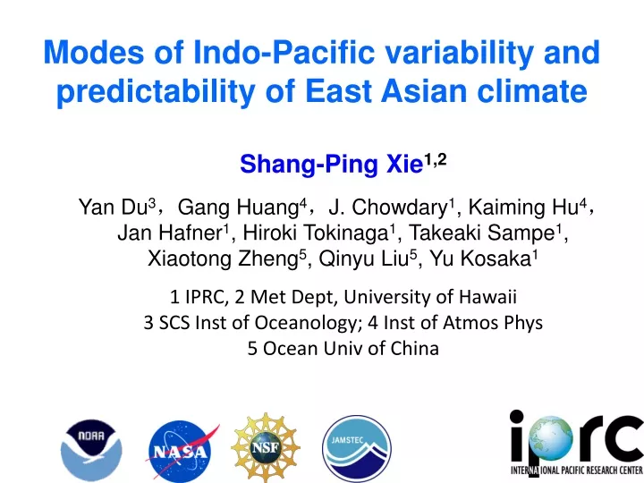 modes of indo pacific variability
