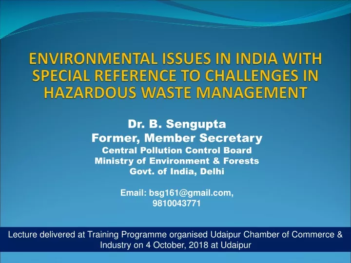 environmental issues in india with special reference to challenges in hazardous waste management