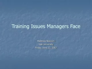 Training Issues Managers Face