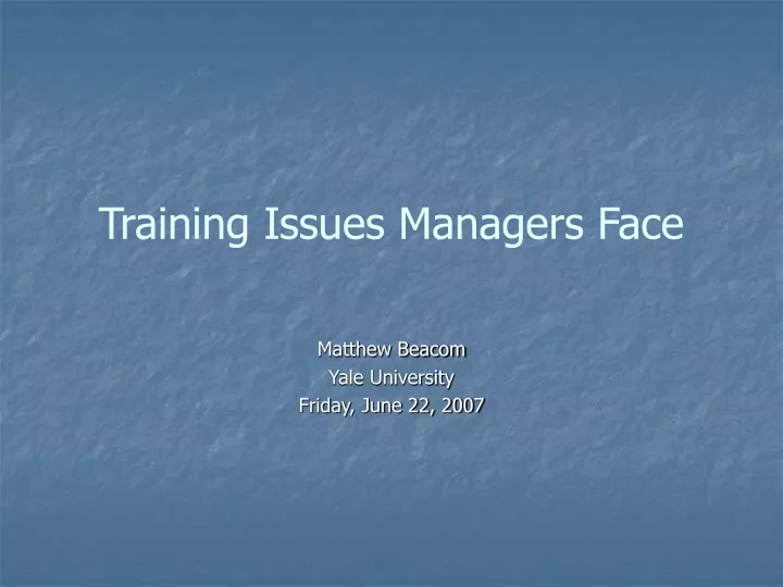 training issues managers face