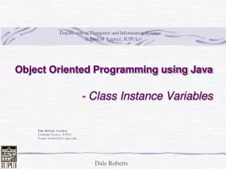 Object Oriented Programming using Java - Class Instance Variables