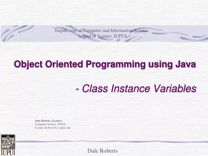 object oriented programming using java class instance variables