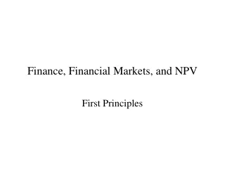 Finance, Financial Markets, and NPV