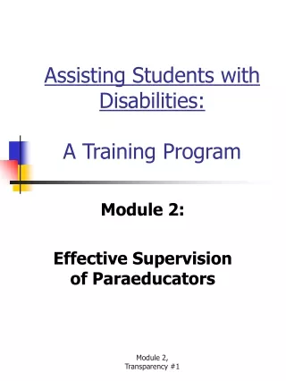 Assisting Students with Disabilities: A Training Program