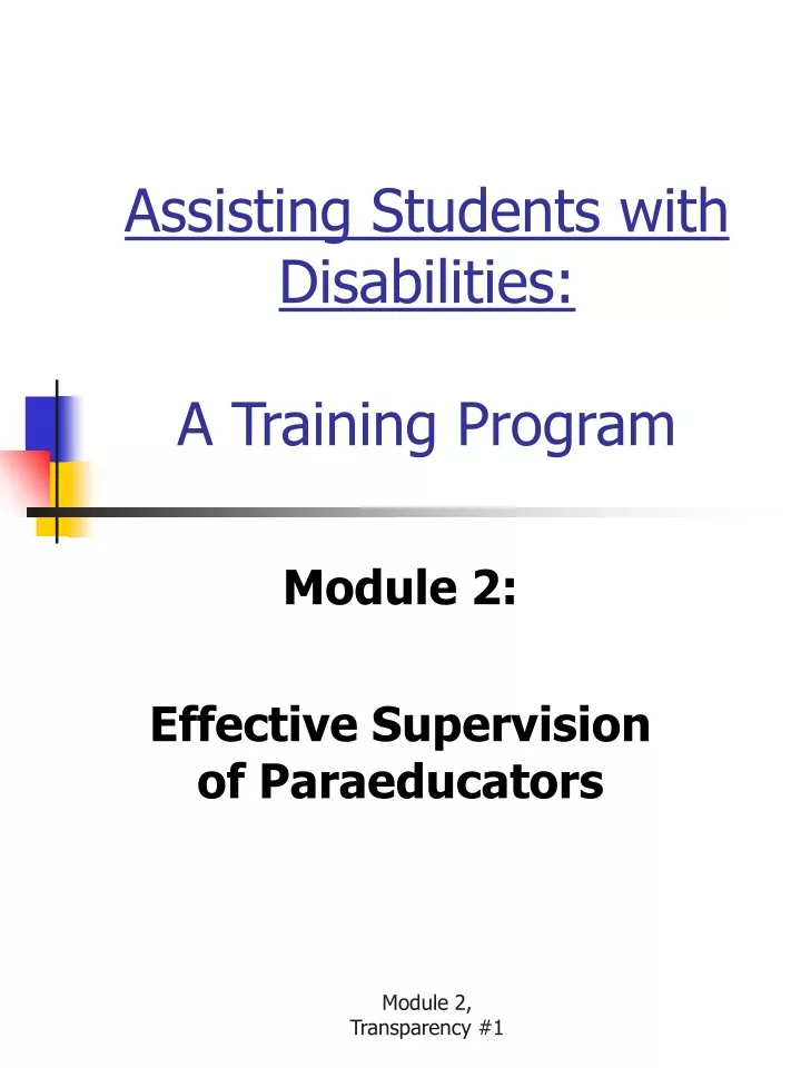assisting students with disabilities a training program