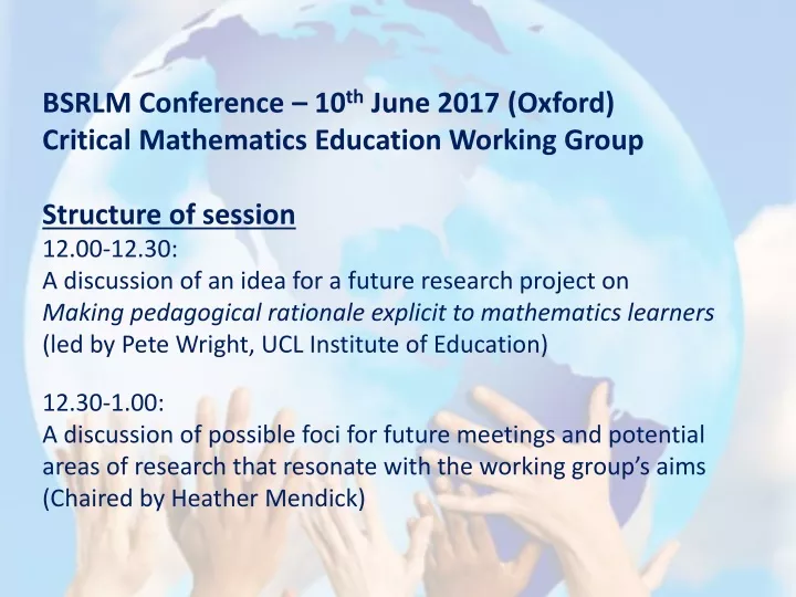 bsrlm conference 10 th june 2017 oxford critical