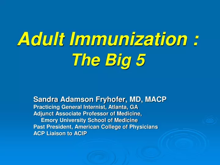 adult immunization the big 5