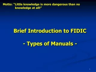 Brief Introduction to FIDIC - Types of Manuals -
