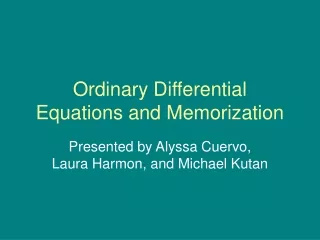 Ordinary Differential Equations and Memorization