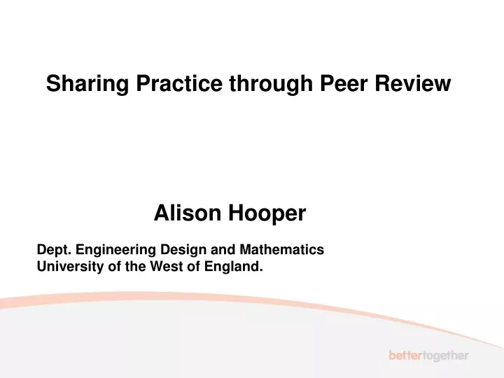 sharing practice through peer review