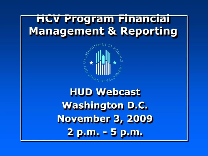 hcv program financial management reporting