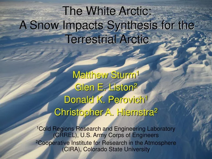 the white arctic a snow impacts synthesis for the terrestrial arctic