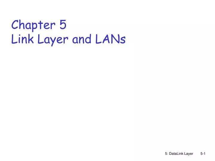 chapter 5 link layer and lans
