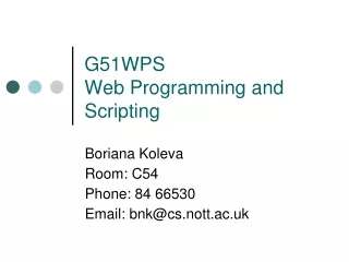 G51WPS Web Programming and Scripting