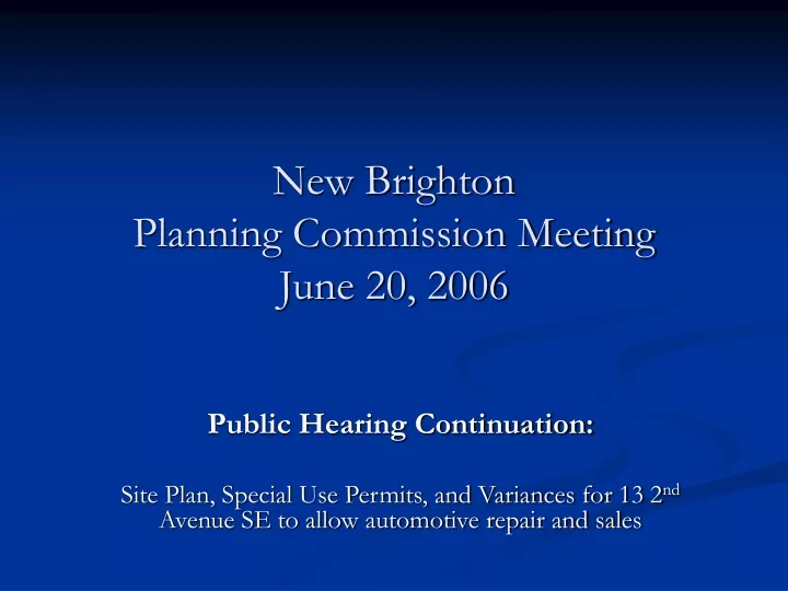 new brighton planning commission meeting june 20 2006