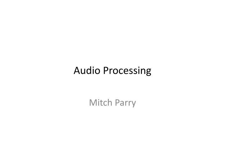 audio processing