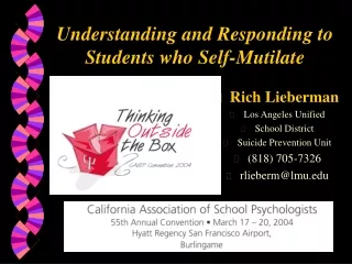 Understanding and Responding to Students who Self-Mutilate
