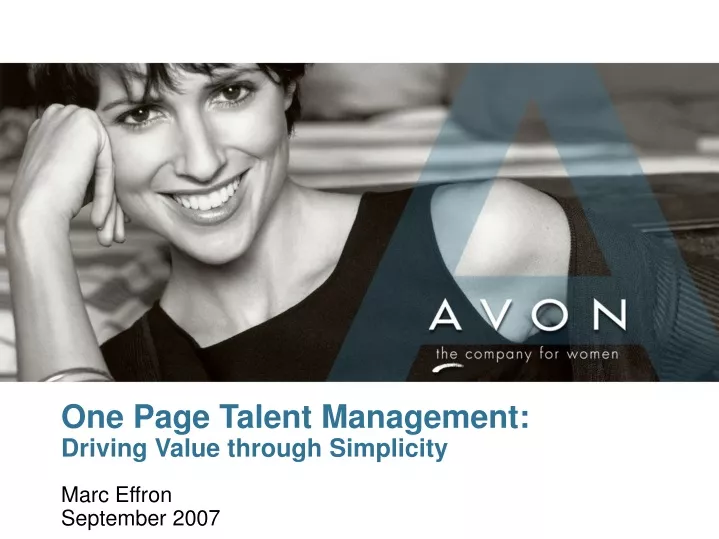 one page talent management driving value through simplicity