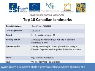 Top 10  Canadian l andmarks