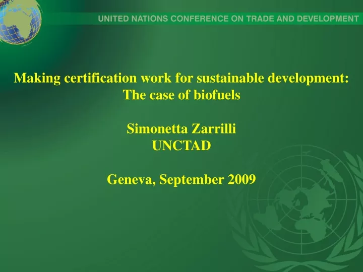 making certification work for sustainable