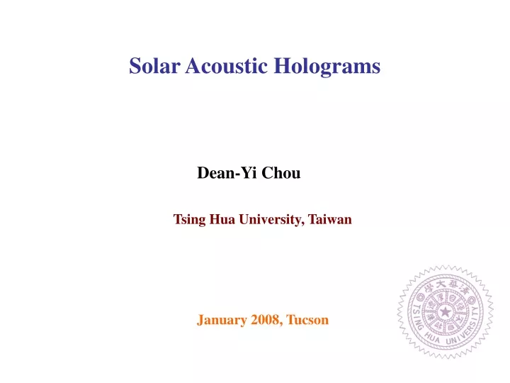 solar acoustic holograms