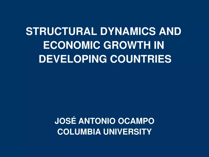 structural dynamics and economic growth in developing countries