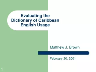 Evaluating the Dictionary of Caribbean English Usage