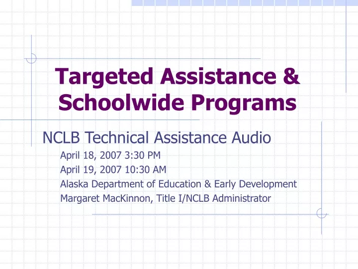 targeted assistance schoolwide programs
