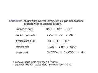 occurs when neutral combinations of particles separate  into ions while in aqueous solution.