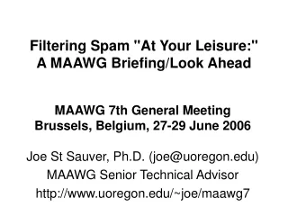 Filtering Spam &quot;At Your Leisure:&quot; A MAAWG Briefing/Look Ahead