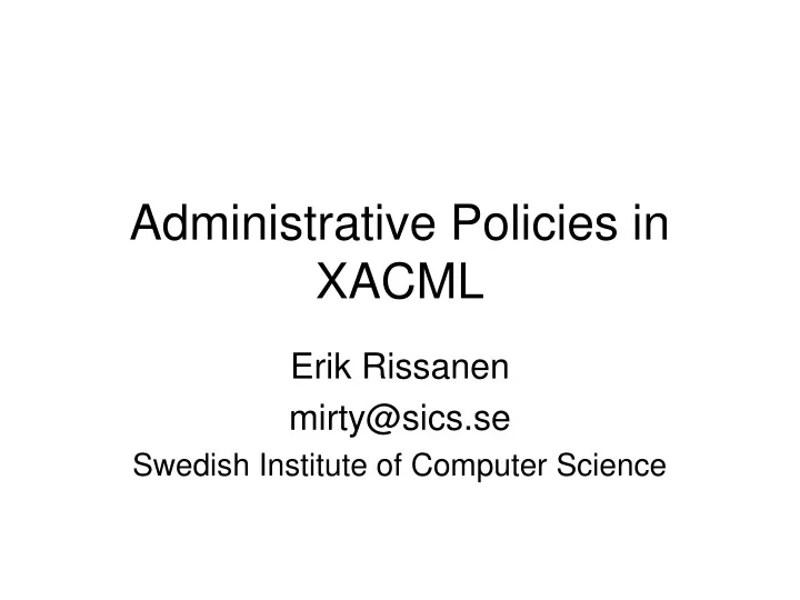 administrative policies in xacml