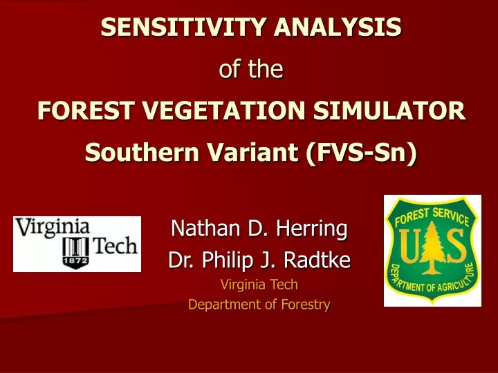 sensitivity analysis of the forest vegetation simulator southern variant fvs sn