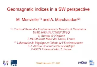 M. Menvielle (1)  and A. Marchaudon (2)