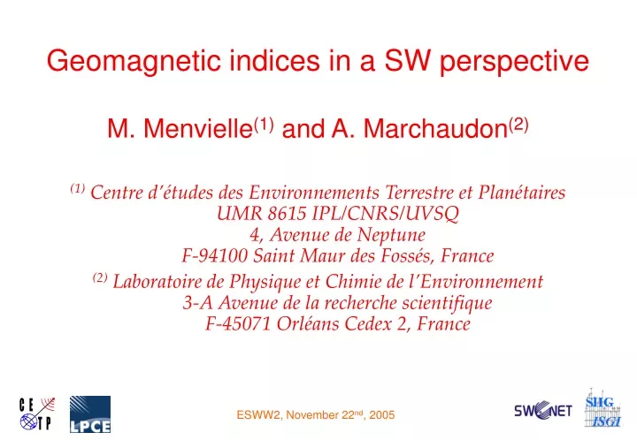 geomagnetic indices in a sw perspective