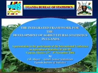 THE INTEGRATED FRAMEWORK FOR  THE  DEVELOPMENT OF AGRICULTURAL STATISTICS  IN UGANDA