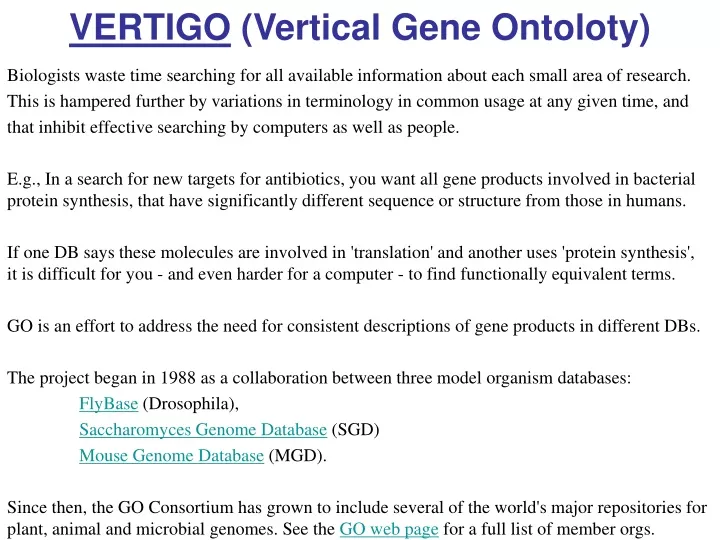vertigo vertical gene ontoloty