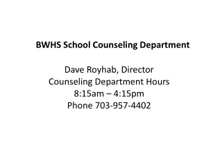 BWHS School Counseling Department