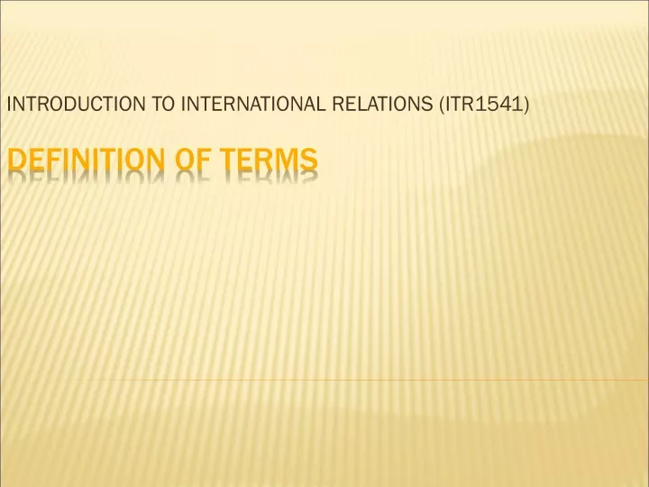 introduction to international relations itr1541