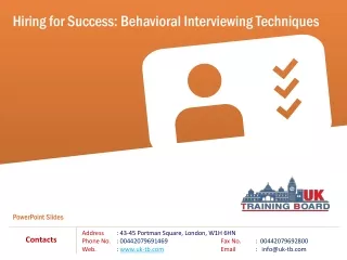 Hiring for Success: Behavioral Interviewing Techniques