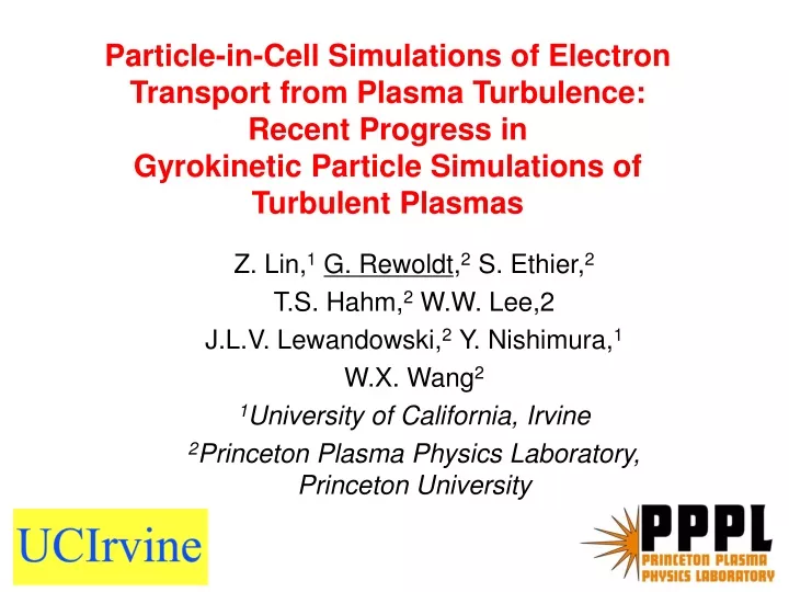 particle in cell simulations of electron