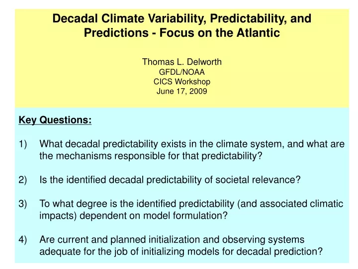 decadal climate variability predictability