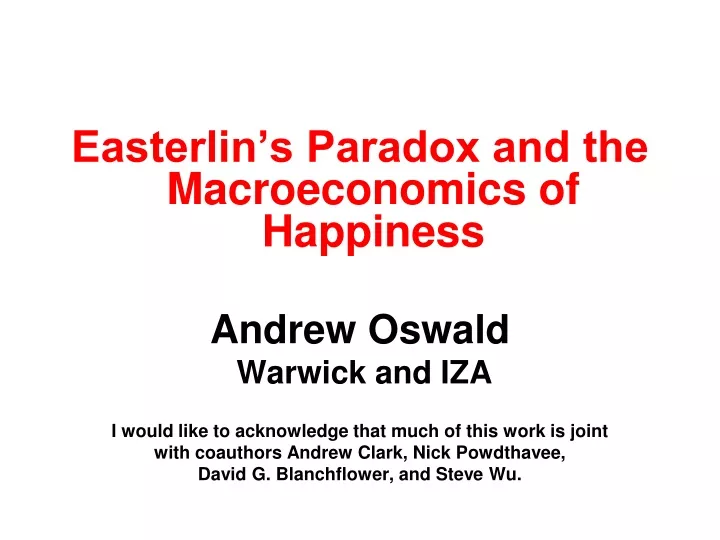 easterlin s paradox and the macroeconomics