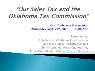 “ Our Sales Tax and the Oklahoma Tax Commission ”