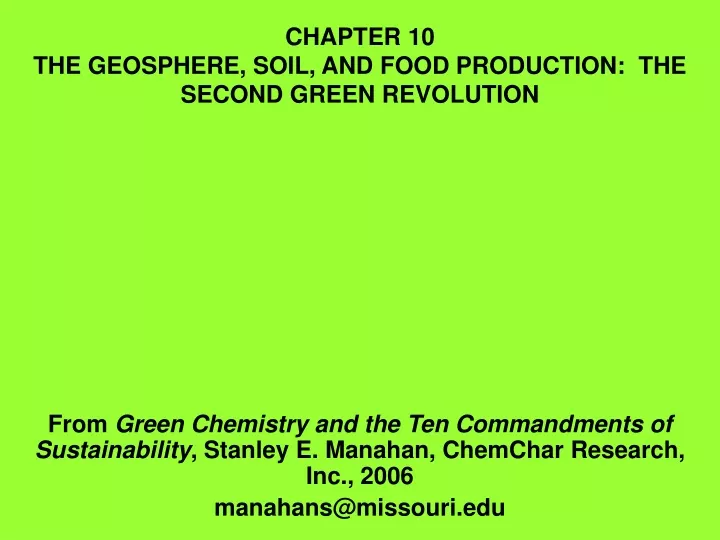 chapter 10 the geosphere soil and food production