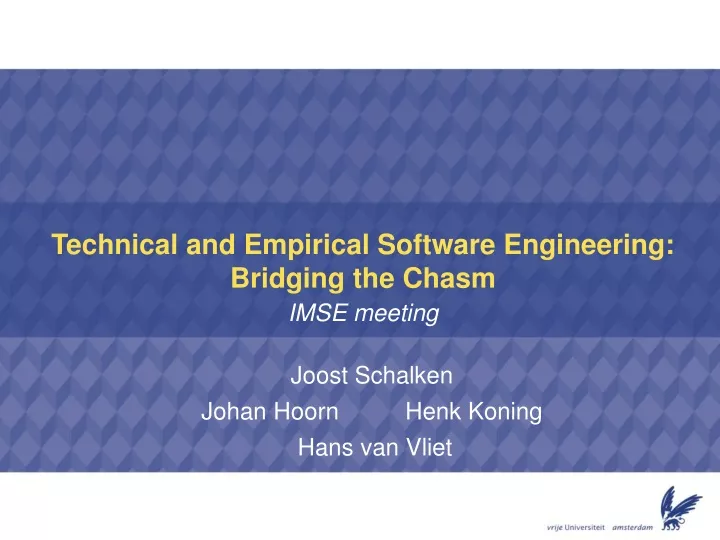 technical and empirical software engineering bridging the chasm