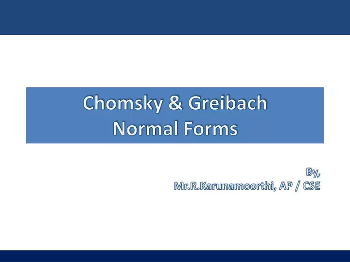 chomsky greibach normal forms