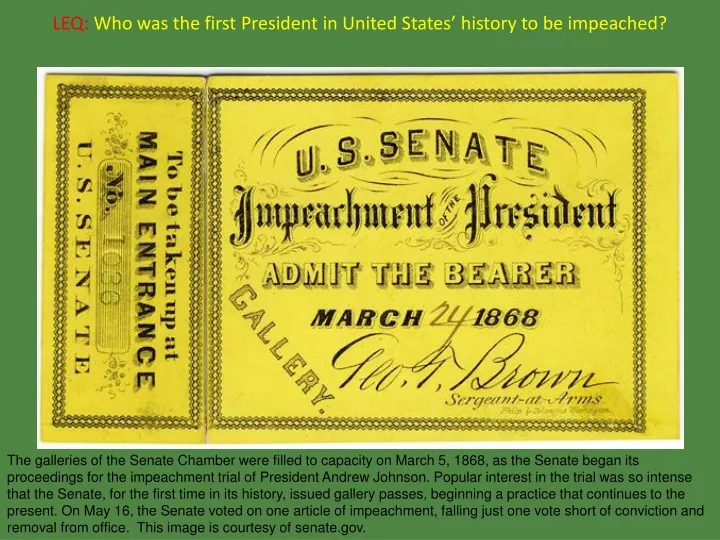 leq who was the first president in united states history to be impeached