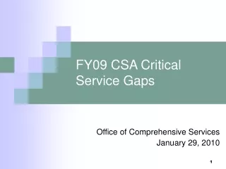 FY09 CSA Critical Service Gaps