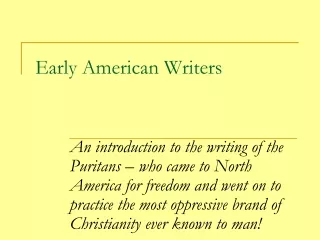 Early American Writers